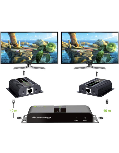 Extender Splitter HDMI 1x2 con IR su Cavo Cat. 6 fino a 40m