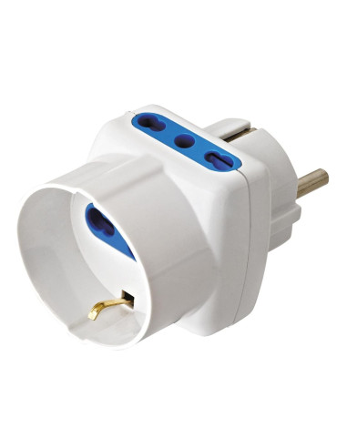 Adattatore Triplo Spina Schuko a Prese Bipasso con Schuko Bianco