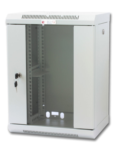 Armadio Rack 10'' a muro 9 unit&agrave con pannelli asportabili Grigio prof. 300 mm