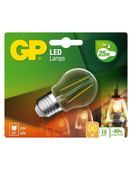 Lampadina LED E27 Bianco Caldo 2W Filamento Classe A++