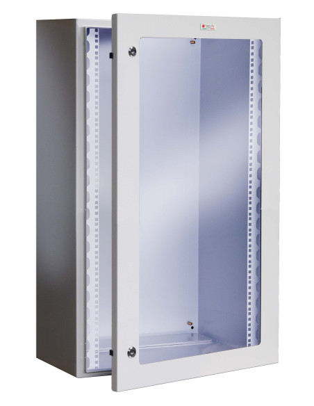Armadio Rack 19'' a muro 17U grigio IP65 porta vetro prof. 200mm