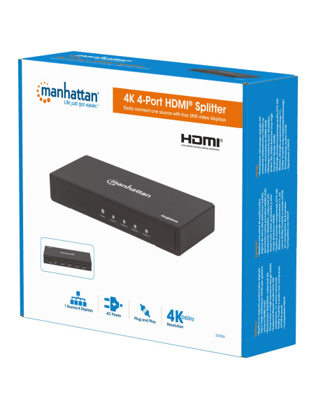 Splitter HDMI 2.0 4K UHD 3D 4 vie