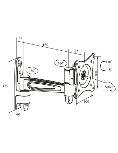 Supporto a Muro Universale Articolato per TV Flat-Panel