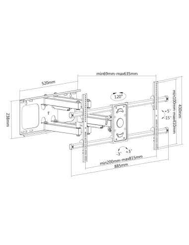 Staffa a Muro per TV LCD 37-90'' Full-Motion
