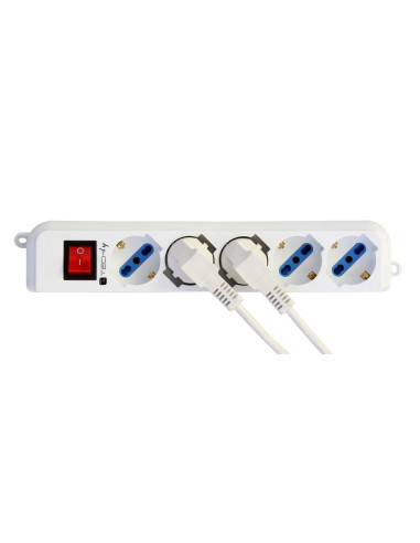 Multipresa 5 Posti Italiana Bipasso / Schuko Cavo 3 metri