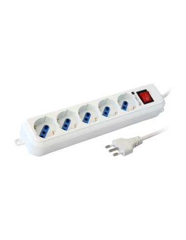 Multipresa 5 Posti Italiana Bipasso / Schuko Cavo 5m