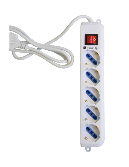 Multipresa 5 Posti Italiana Bipasso / Schuko Cavo 5m