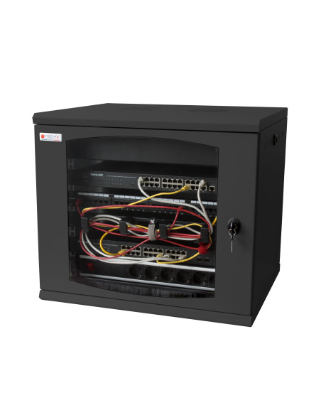 Armadio Rack 19'' a muro 13 unit&agrave sezione unica prof. 500mm Nero