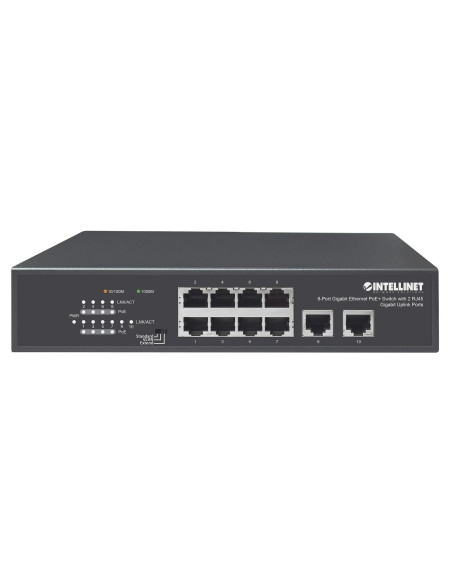 Switch Ethernet Gigabit 8 Porte PoE+ con 2 porte RJ45 Gigabit Uplink