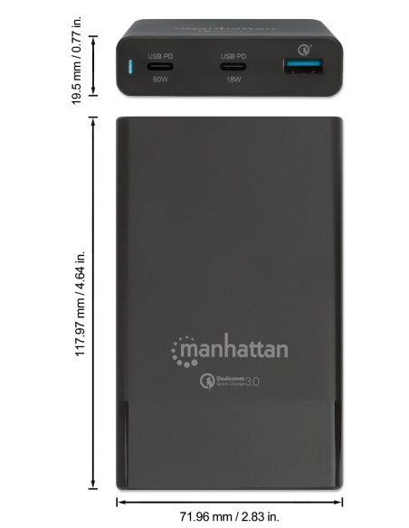 Stazione di ricarica USB-C&trade PD 65W Nero