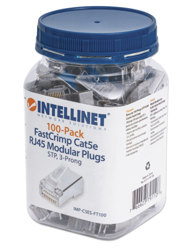 Confezione 100 Plug modulari RJ45 passanti Cat5e FastCrimp
