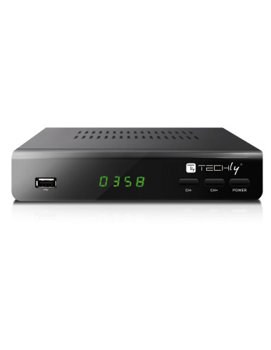 Decoder Ricevitore Digitale Terrestre DVB-T/T2 H.265 HEVC 10bit Metallo con Telecomando Universale 2 in 1 con Alimentatore 12V