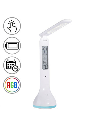 Lampada a LED da Tavolo Ricaricabile con Calendario e Orologio
