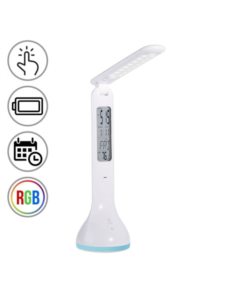 Lampada a LED da Tavolo Ricaricabile con Calendario e Orologio