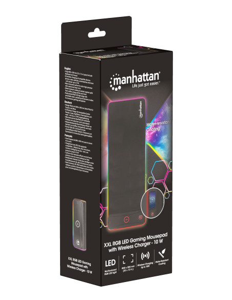 Tappetino Mouse Gaming XXL con LED RGB e Caricatore Wireless 10W