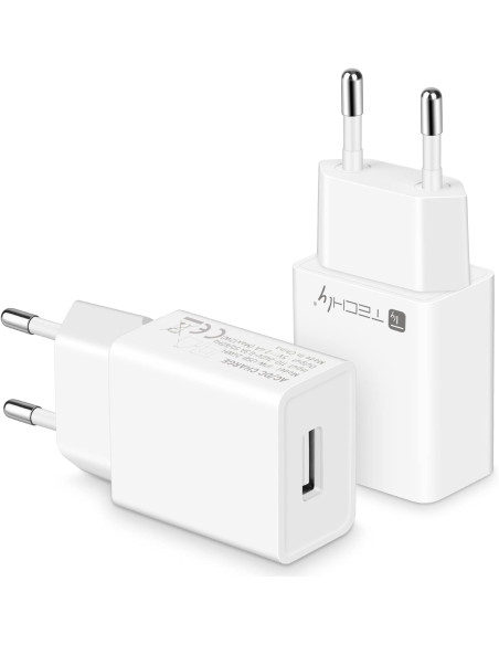 Caricatore Alimentatore USB-A da Muro 5V 2.4A per Smartphone o Tablet