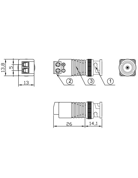 Adattatore Connettore Terminal Block 2-pin a BNC Maschio