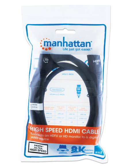 Cavo HDMI con Ethernet ad Altissima Velocit&agrave Certificato 8K@60Hz eARC 2m