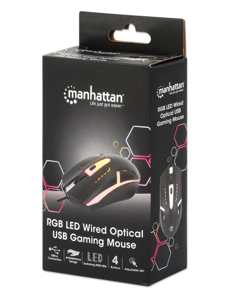 Mouse Ottico USB Gaming 1500 Dpi Retroilluminazione LED RGB