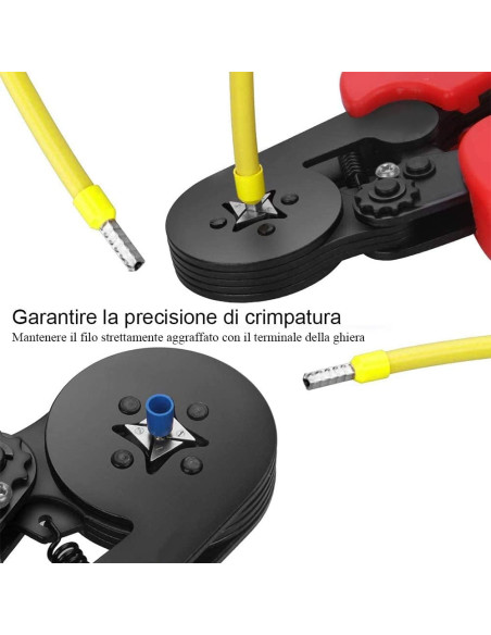 Pinza Crimpare a Cricchetto per Capicorda con 1200 Terminali 2.5-6.0 mm²