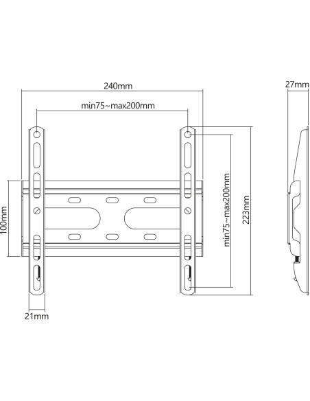 Staffa a Muro Fissa Low-Profile per TV 23-43''