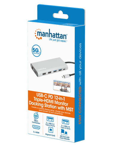 Docking Station USB-C&trade PD 12-in-1 5 Porte USB SD e MicroSD HDMI con MST 4K