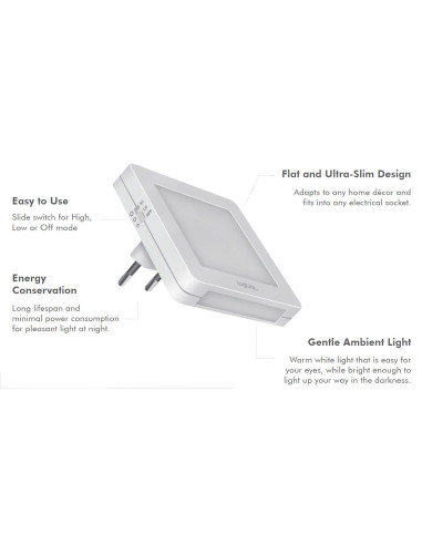 Luce Notturna LED Quadrata con Sensore Crepuscolare Bianco Caldo