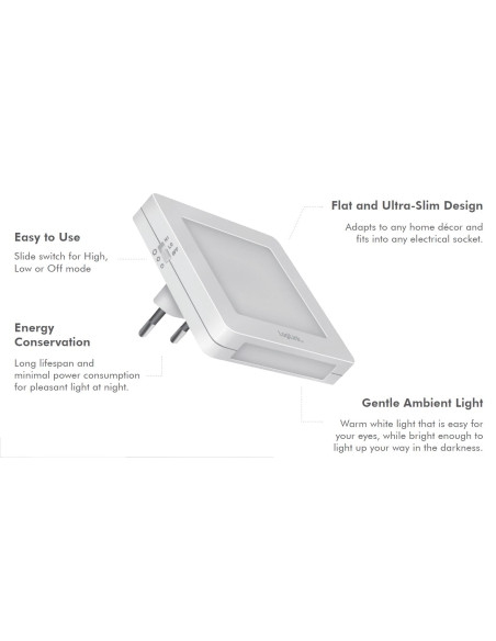 Luce Notturna LED Quadrata con Sensore Crepuscolare Bianco Caldo