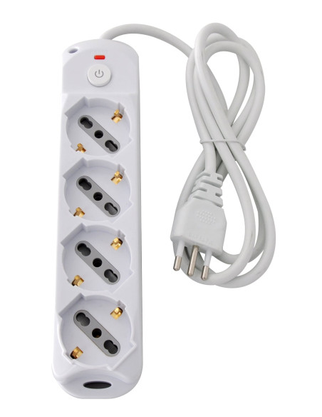 Presa Multipla a 4 Posti Italiana Bipasso/Schuko Spina 10A