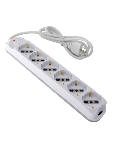 Presa Multipla a 6 Posti Italiana Bipasso/Schuko Spina 10A