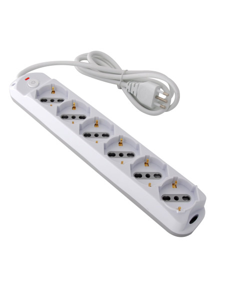 Presa Multipla a 6 Posti Italiana Bipasso/Schuko Spina 10A