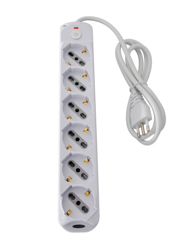 Presa Multipla a 6 Posti Italiana Bipasso/Schuko Spina 10A