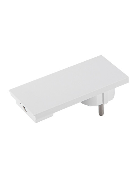 Spina Schuko 16A 2P+T Salvaspazio Super Sottile Smontabile Angolata Bianco