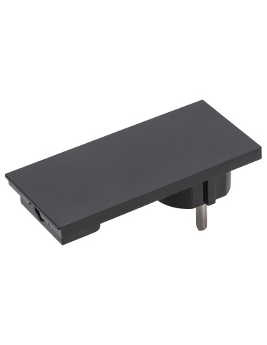 Spina Schuko 16A 2P+T Salvaspazio Super Sottile Smontabile Angolata Nero