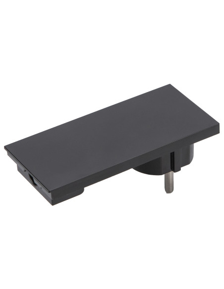 Spina Schuko 16A 2P+T Salvaspazio Super Sottile Smontabile Angolata Nero