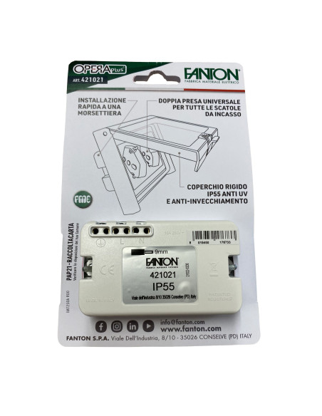 Multipresa Universale IP55 da Incasso con Doppia Presa Bipasso Italiana Schuko Precablata