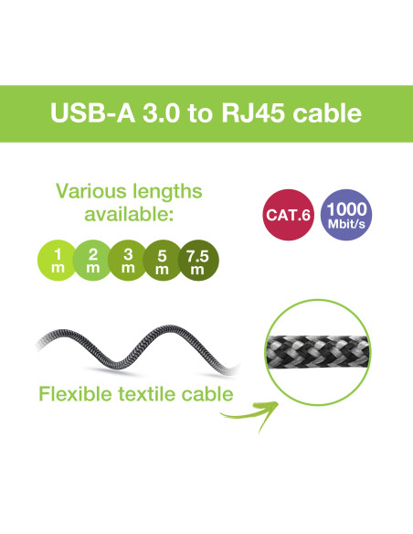 Cavo USB 3.2 Tipo A Maschio a Ethernet RJ45 Maschio 2m