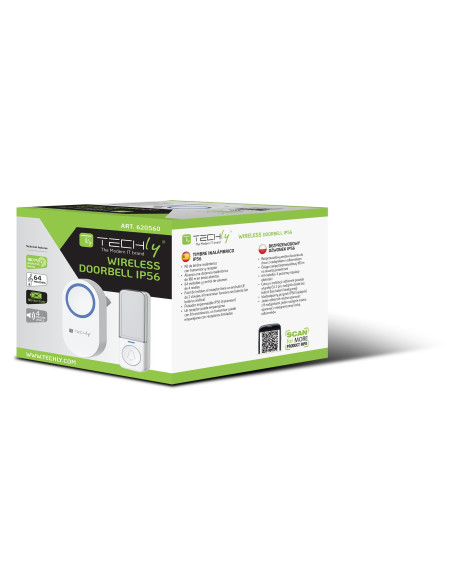 Kit Campanello Wireless fino a 180m con Pulsante IP56 Battery Free