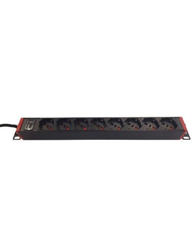 Multipresa 8 Posti da Rack 19'' con Staffe Ruotabili a 360&deg VDE 10A
