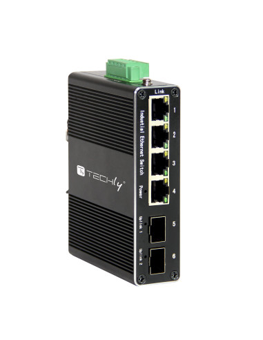 Convertitore Ethernet Industriale Gigabit 4 porte RJ45 a 2 porte SFP Non Gestito
