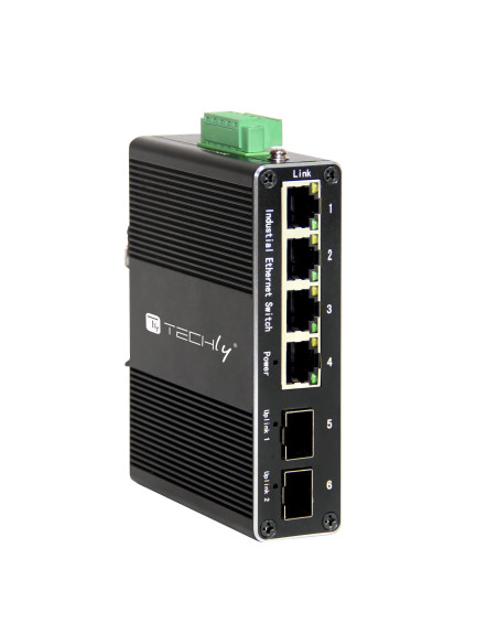 Convertitore Ethernet Industriale Gigabit 4 porte RJ45 a 2 porte SFP Non Gestito