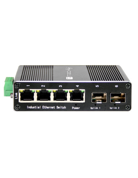 Convertitore Ethernet Industriale Gigabit 4 porte RJ45 a 2 porte SFP Non Gestito