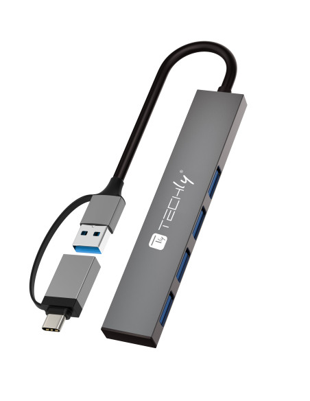 Hub USB-A USB-C&trade 3.2 a 4 porte USB-A Slim in Metallo