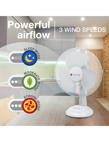 Ventilatore Rotante da Tavolo Diametro 30 cm a 3 Velocit&agrave
