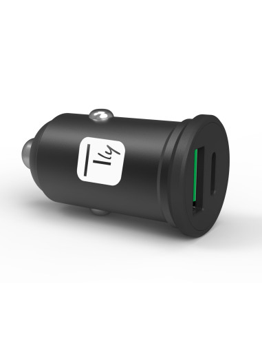 Mini Caricatore da Auto USB-A e USB-C&trade 5V/4A Nero