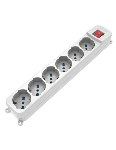 Multipresa 6 Posti Italiana Bipasso / Schuko con spina 16A angolata