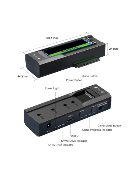 Adattatore/Duplicatore per HDD/SSD SATA da 2