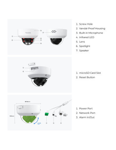 Telecamera Dome PoE Antivandalo IK10 4K con Zoom Ottico 5X
