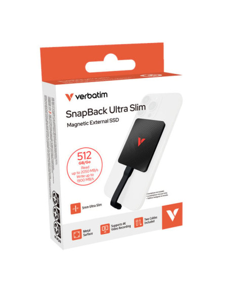 SSD Portatile SnapBack Ultra Slim USB-C&trade 3.2 GEN 2x2 512 GB Nero