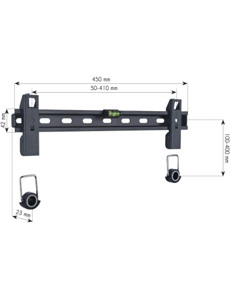 Staffa Muro Fissa Slim con Distanziali TV LED LCD 23-55'' Nero